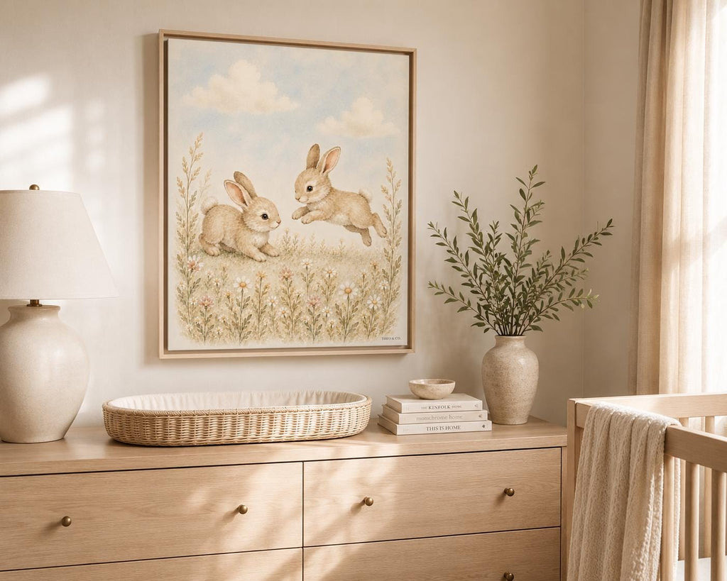 Baby Bunnies Woodland Nursery Canvas