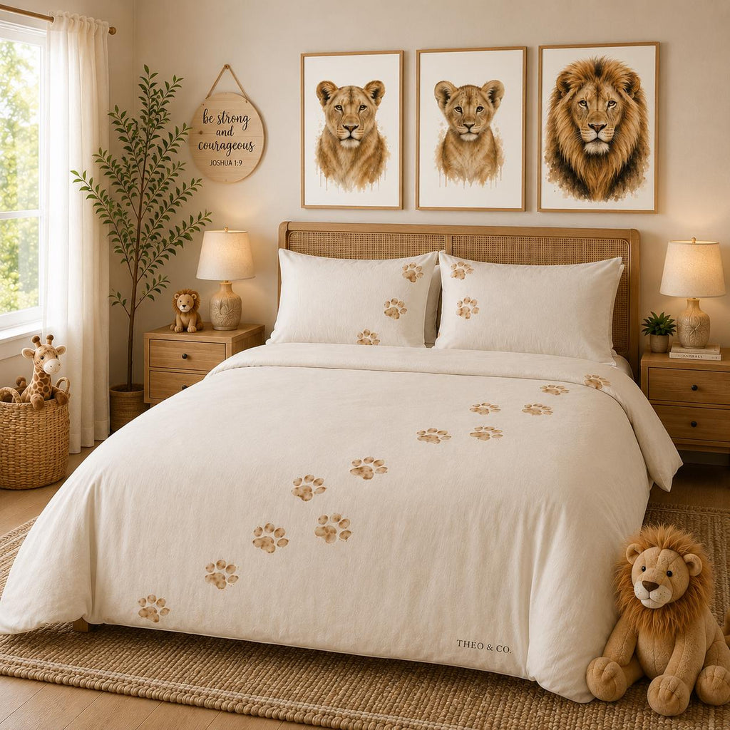 Daniel Lion Paw Print Duvet Cover Set