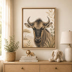 Wildebeest Safari Framed Canvas