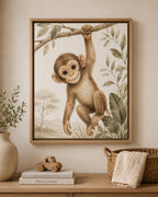 Safari Monkey Watercolor Canvas