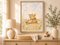 Playful Baby Foxes Woodland Framed Canvas