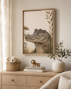 Crocodile Safari Framed Canvas