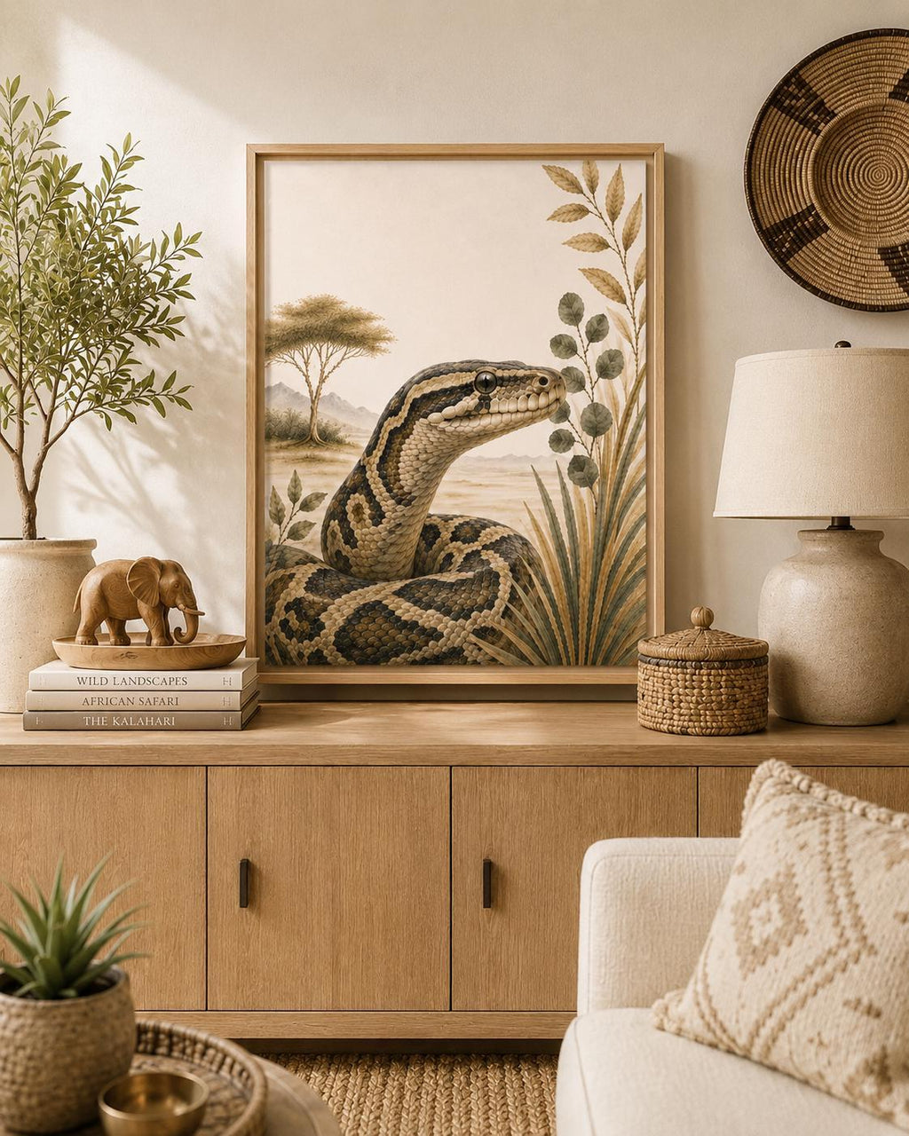 Snake Safari Framed Canvas