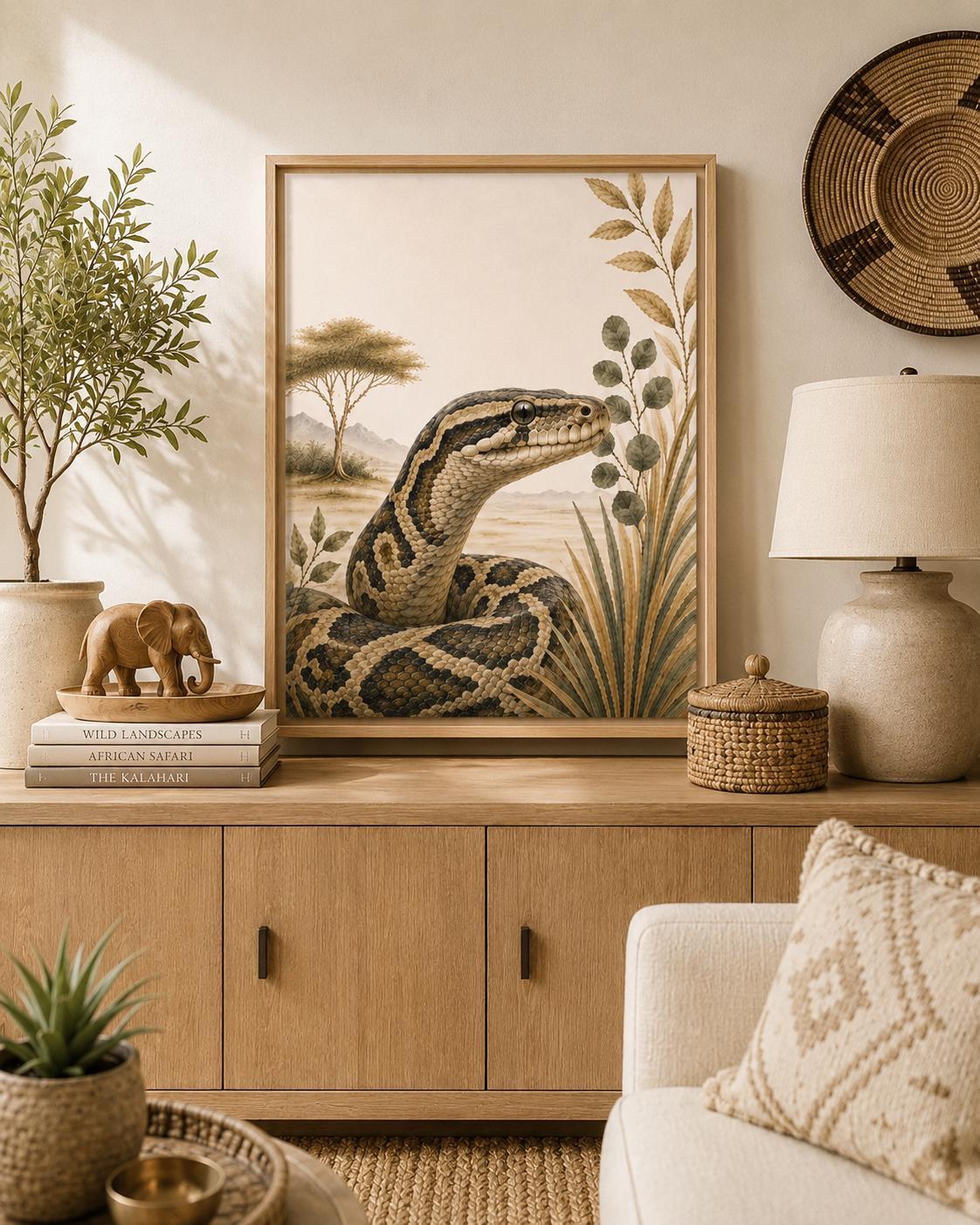 Snake Safari Framed Canvas