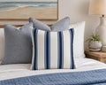 Navy Cabana Stripe Coastal Throw Pillow