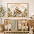 Noah's Ark Rainbow Panoramic Framed Canvas