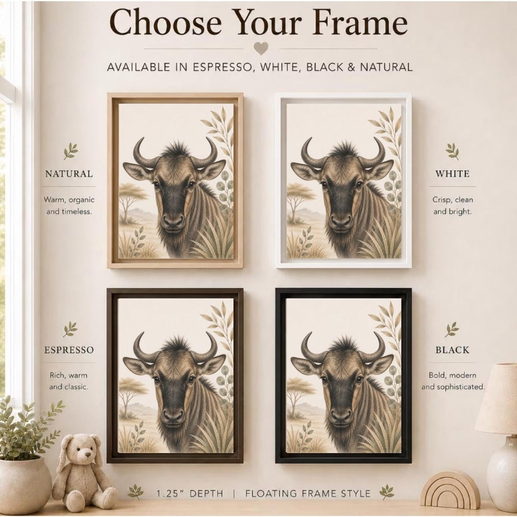 Wildebeest Safari Framed Canvas