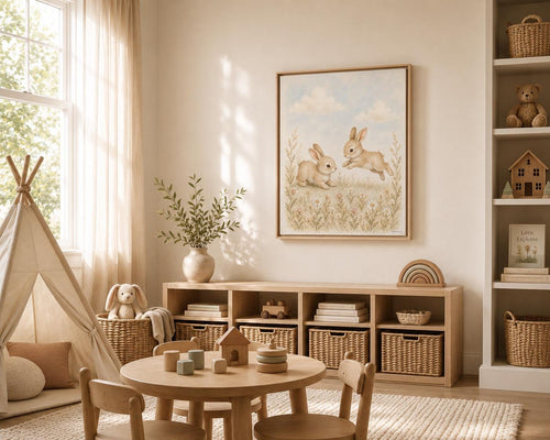 Baby Bunnies Woodland Nursery Canvas