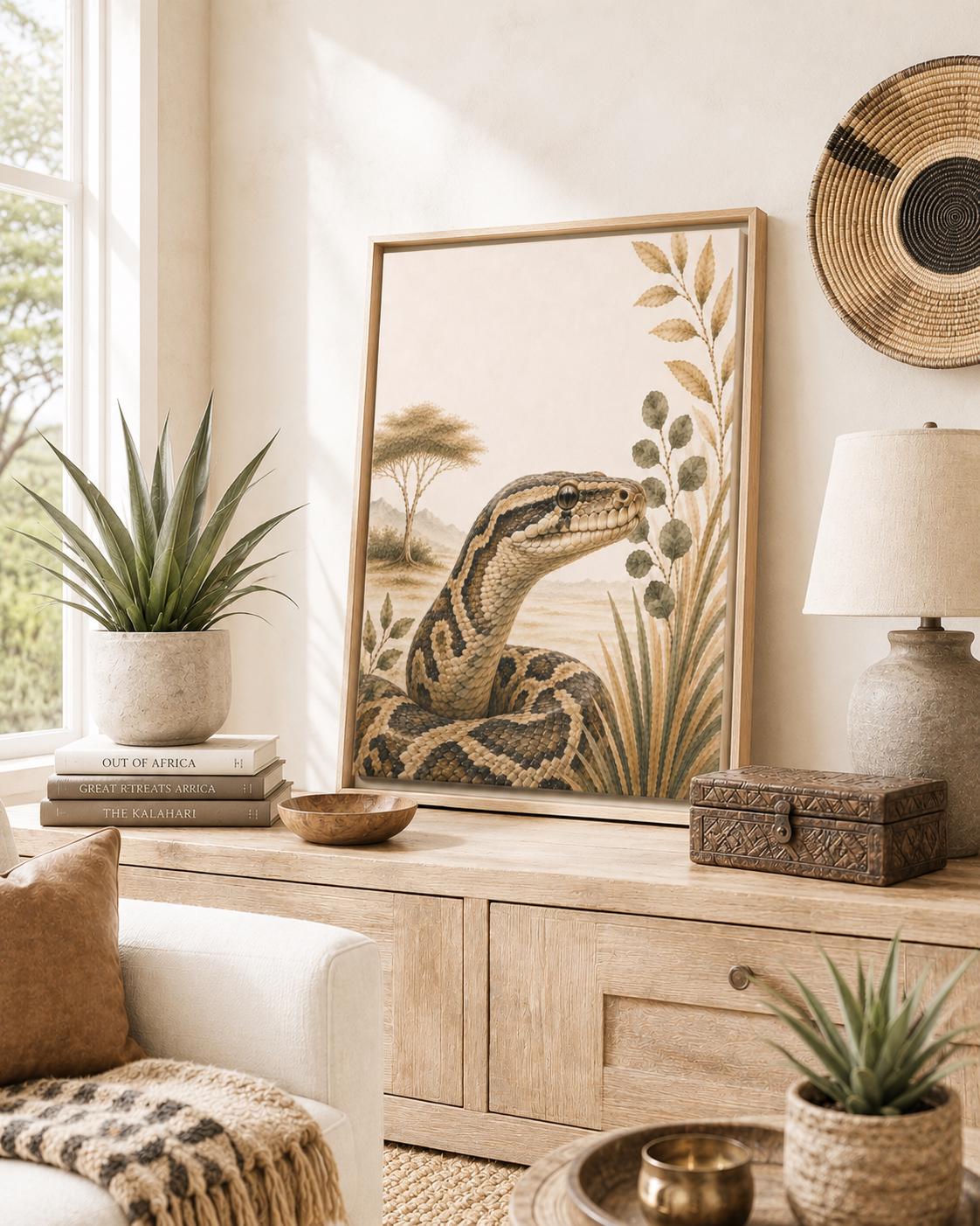 Snake Safari Framed Canvas