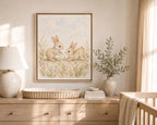Playful Baby Bunnies Woodland Framed Canvas