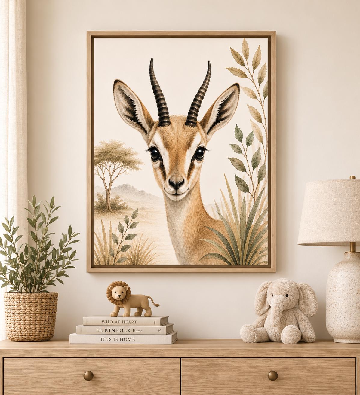 Gazelle Safari Framed Canvas