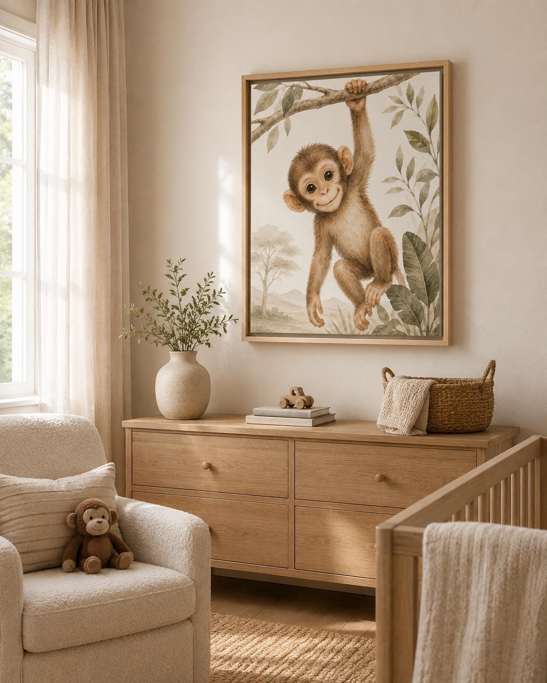 Safari Monkey Watercolor Canvas