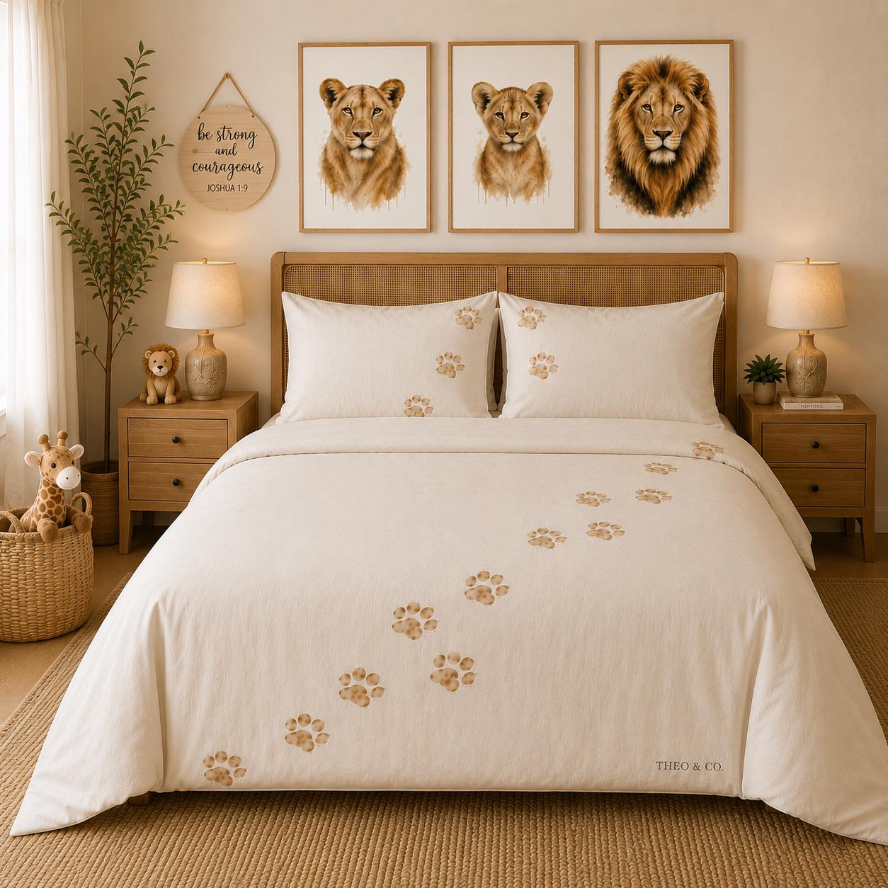 Daniel Lion Paw Print Duvet Cover Set