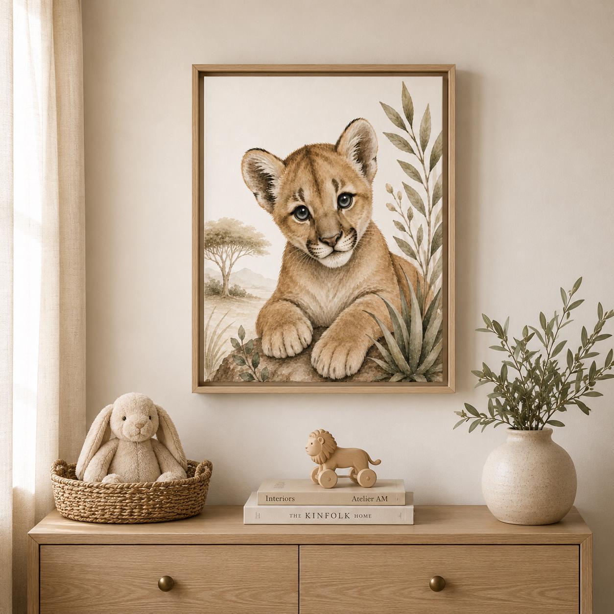 Baby Cougar Safari Framed Canvas
