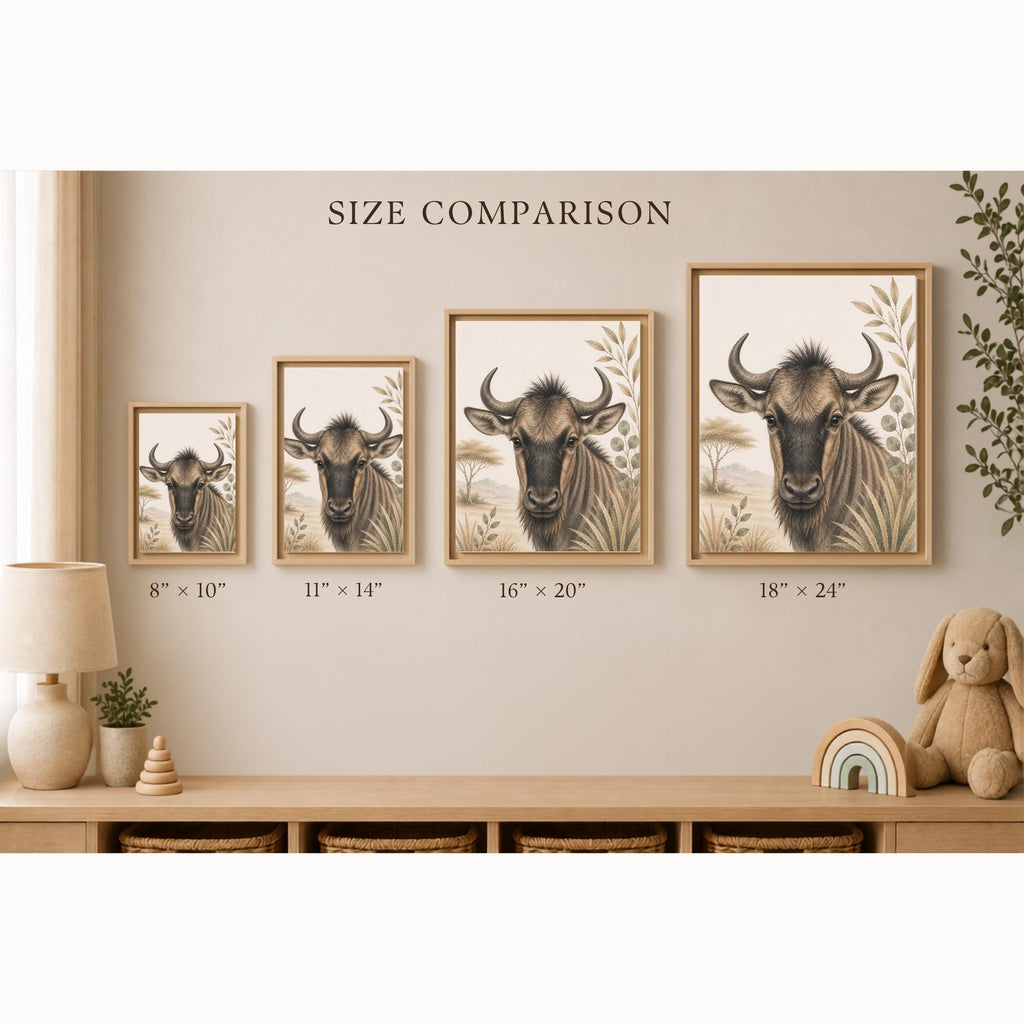 Wildebeest Safari Framed Canvas