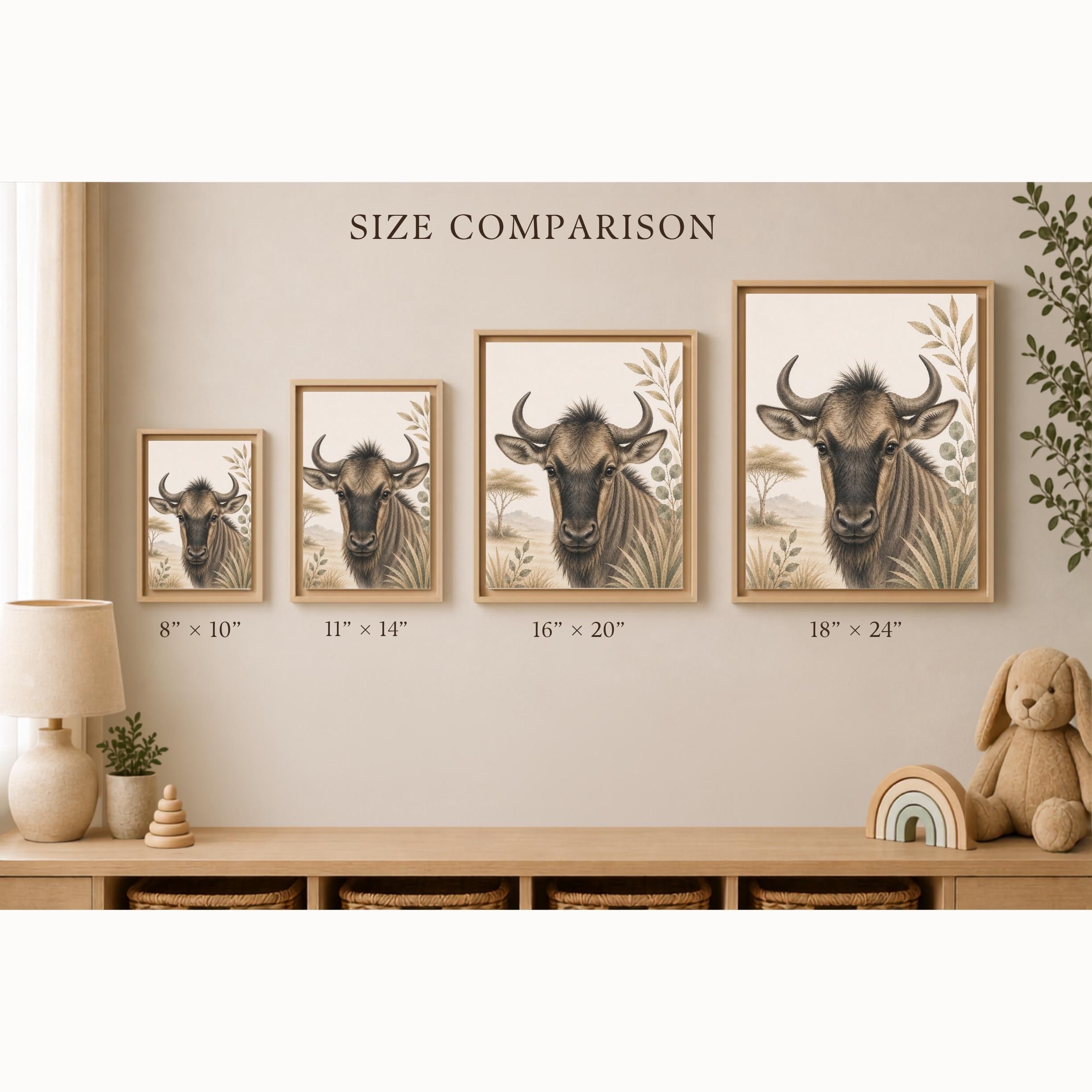 Wildebeest Safari Framed Canvas