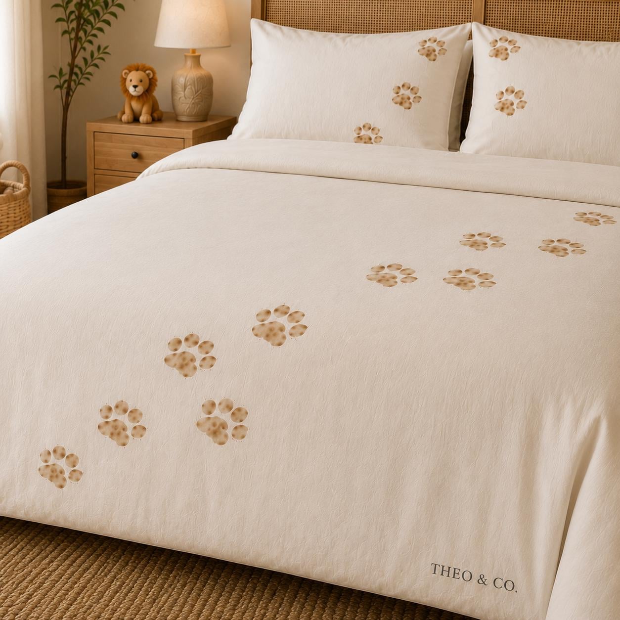 Daniel Lion Paw Print Duvet Cover Set
