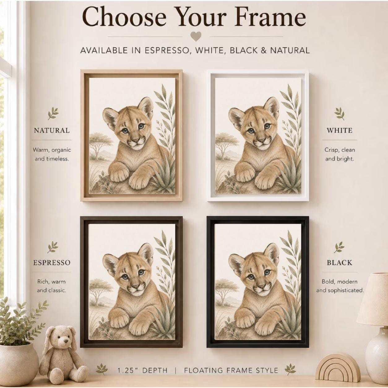 Baby Cougar Safari Framed Canvas
