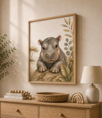 Baby Hippo Safari Framed Canvas