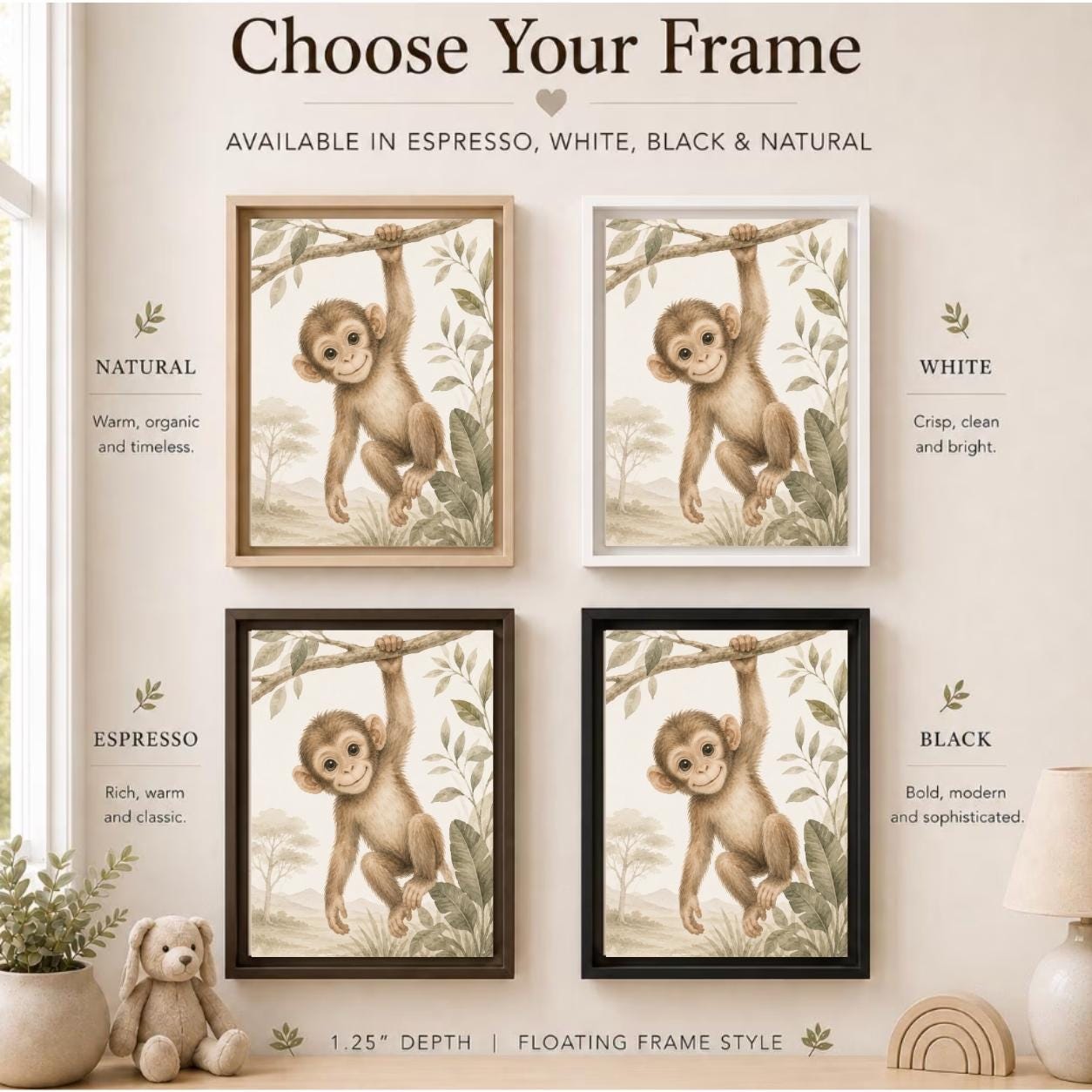 Safari Monkey Watercolor Canvas