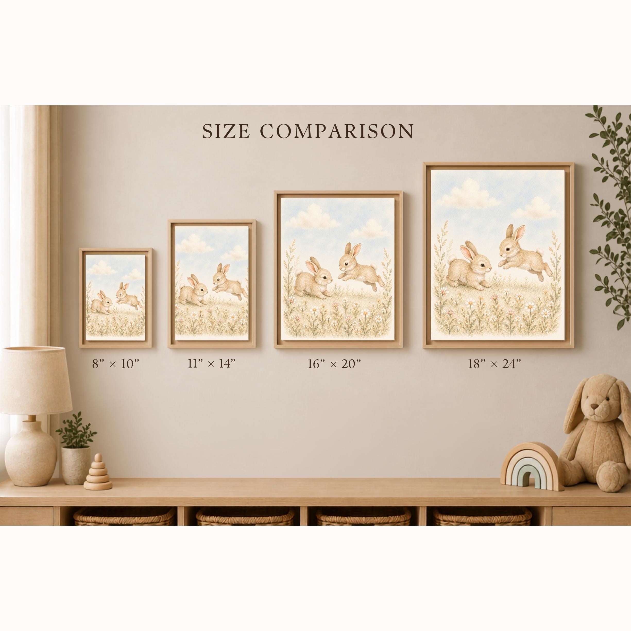 Baby Bunnies Woodland Nursery Canvas