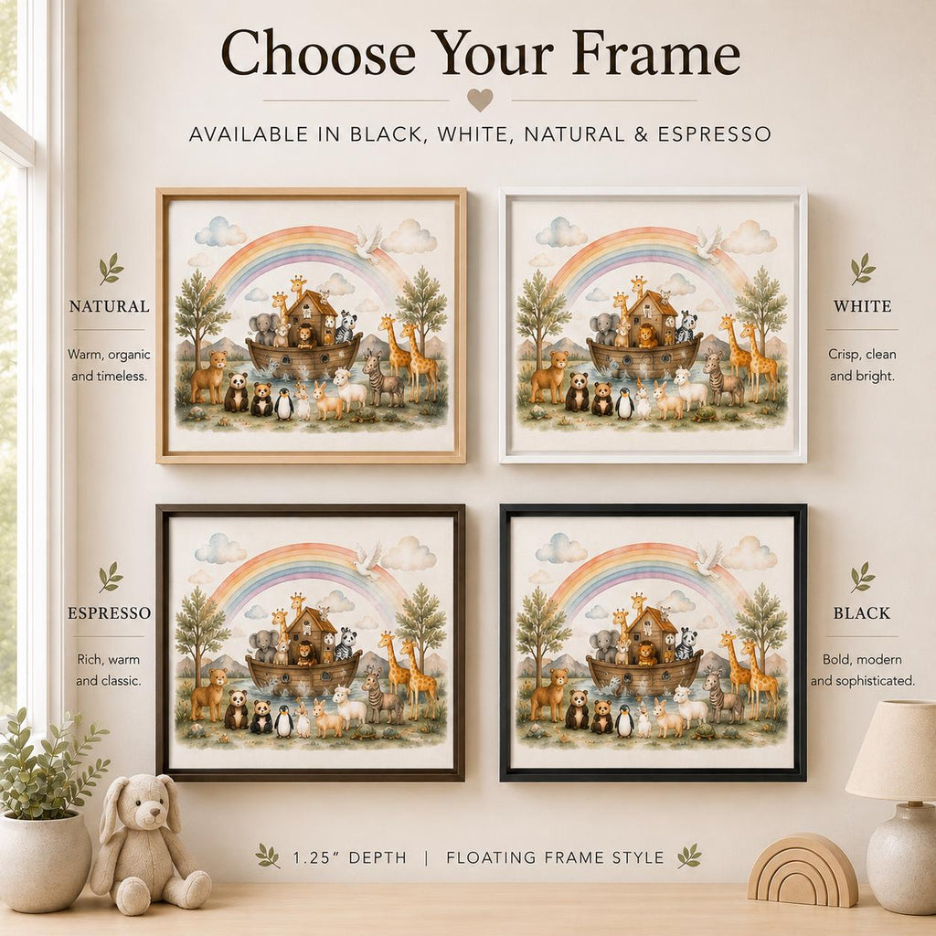 Noah's Ark Rainbow Panoramic Framed Canvas