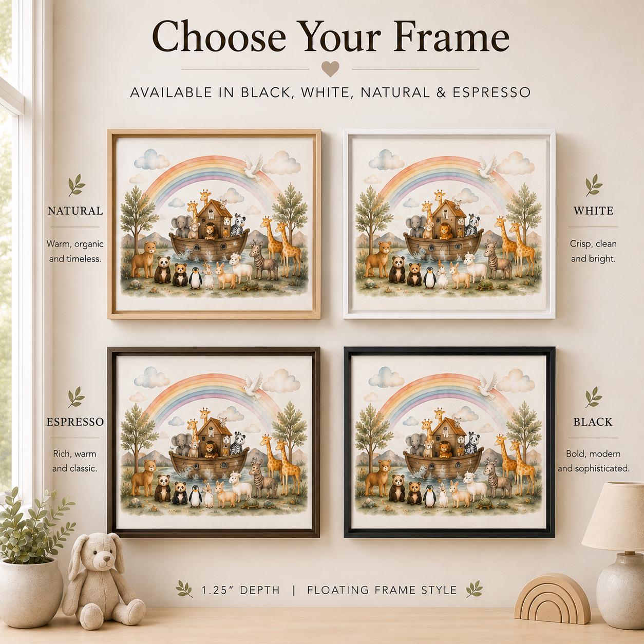 Noah's Ark Rainbow Panoramic Framed Canvas