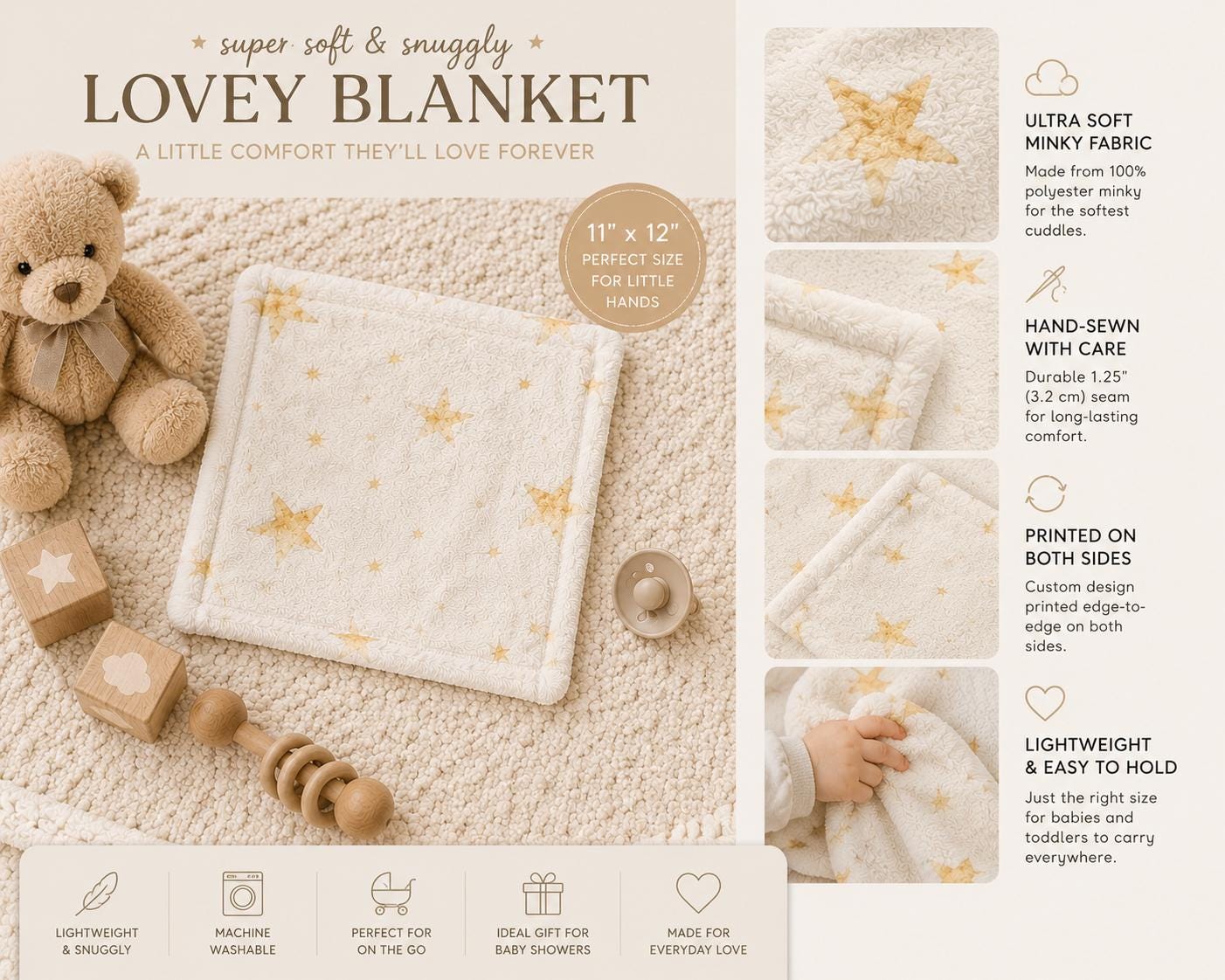 Watercolor Star Lovey Blanket