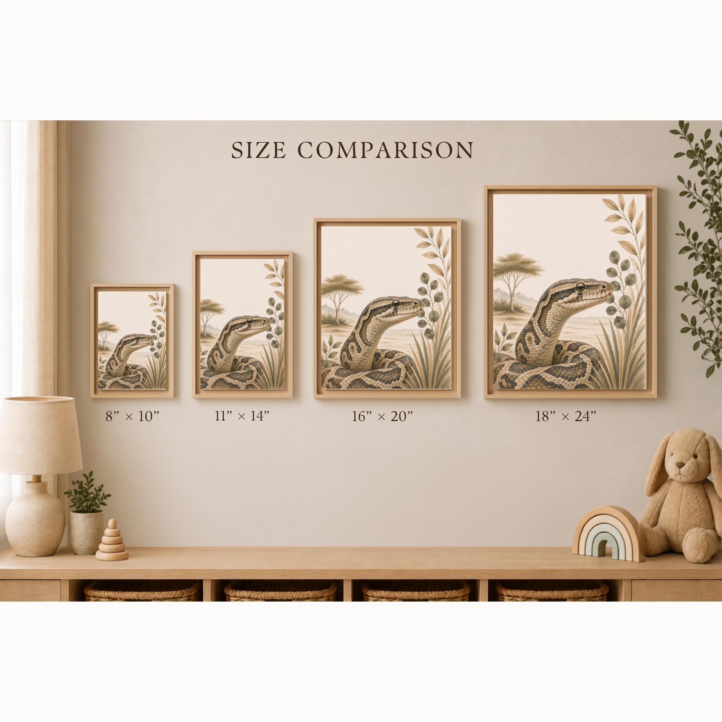 Snake Safari Framed Canvas