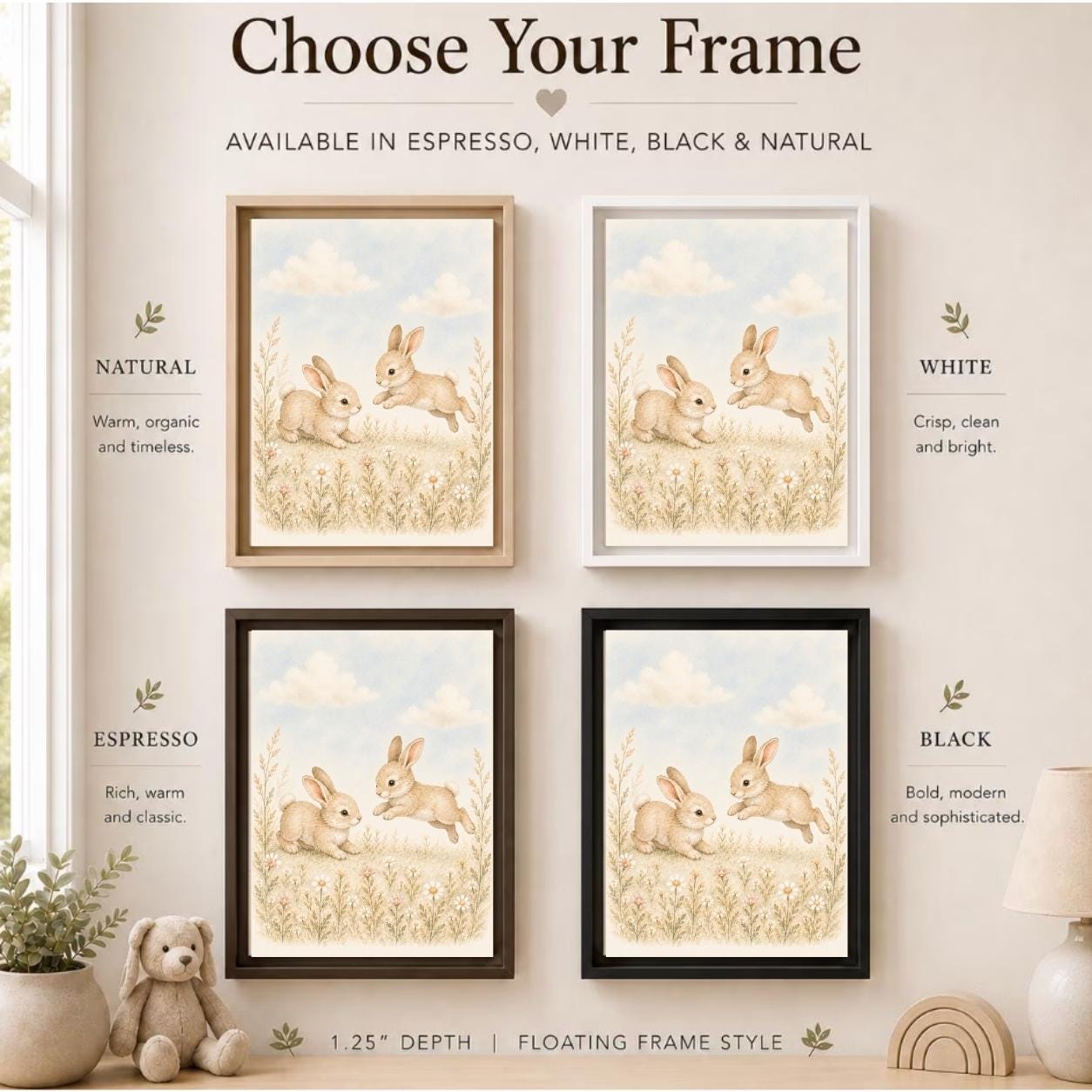 Baby Bunnies Woodland Nursery Canvas
