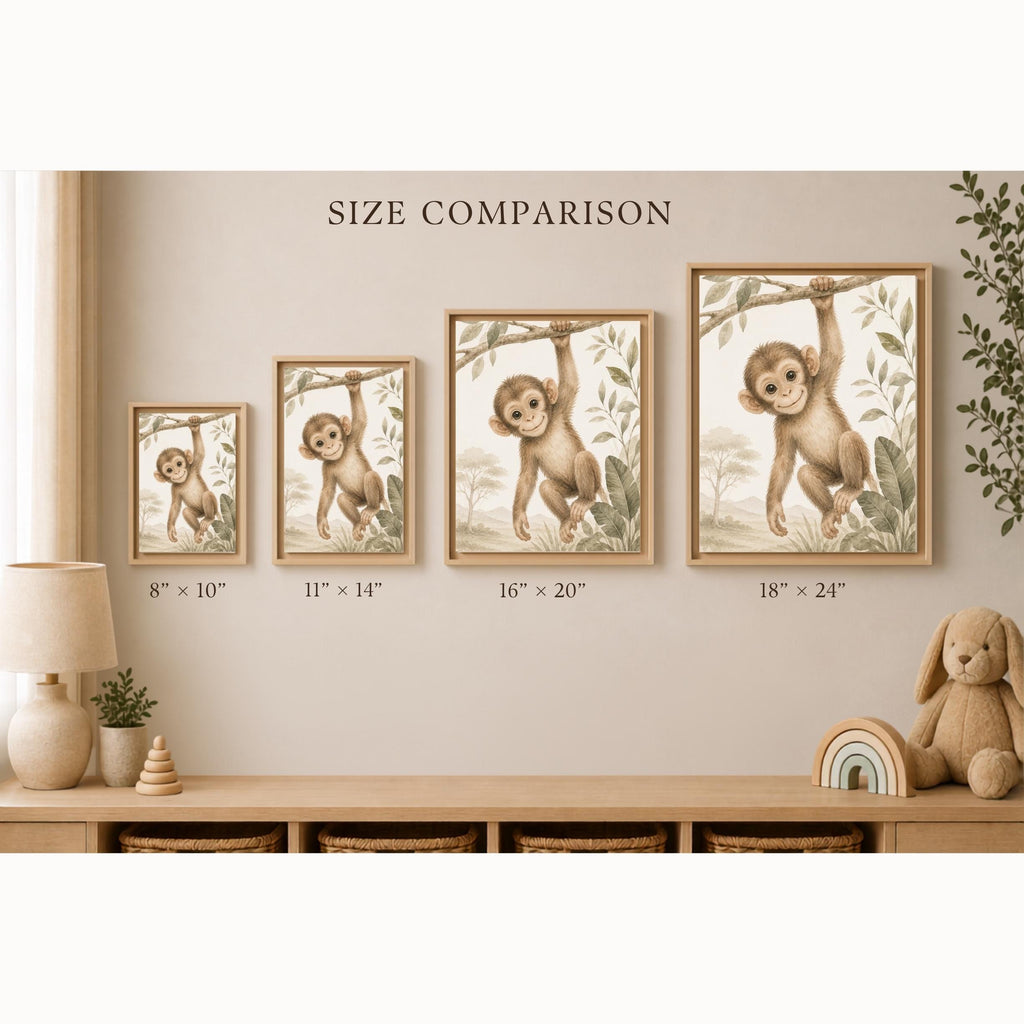 Safari Monkey Watercolor Canvas