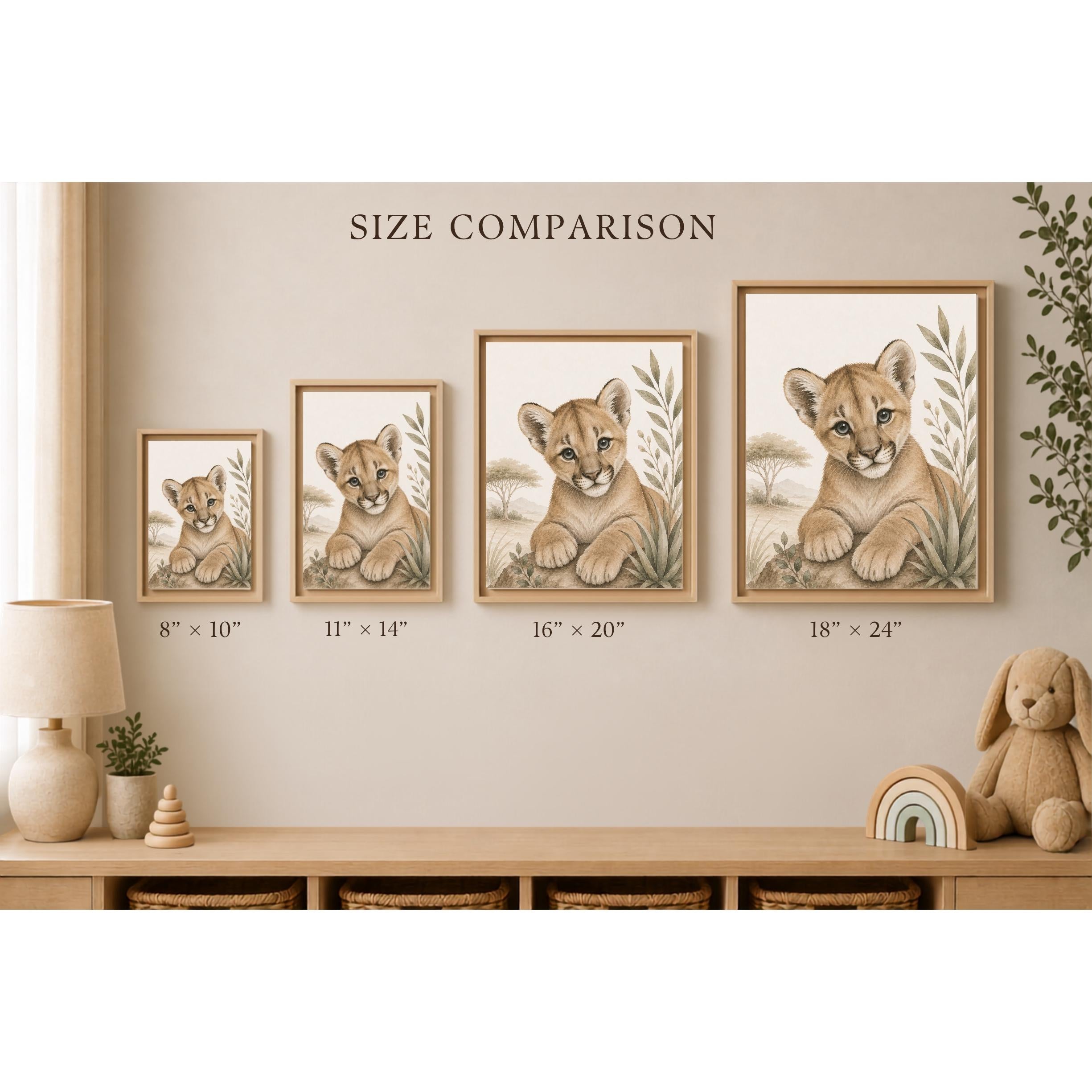 Baby Cougar Safari Framed Canvas