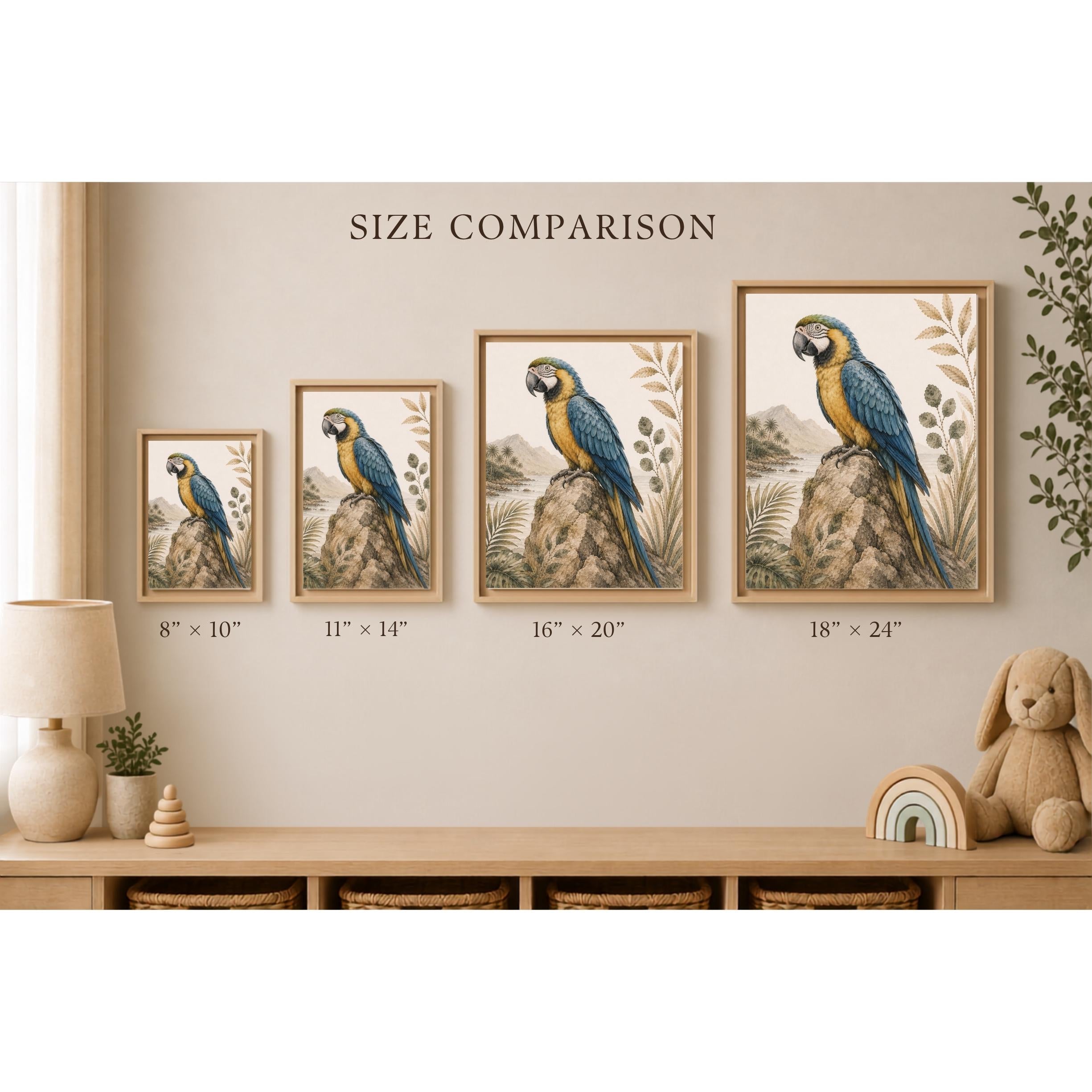 Blue & Gold Macaw Tropical Framed Canvas