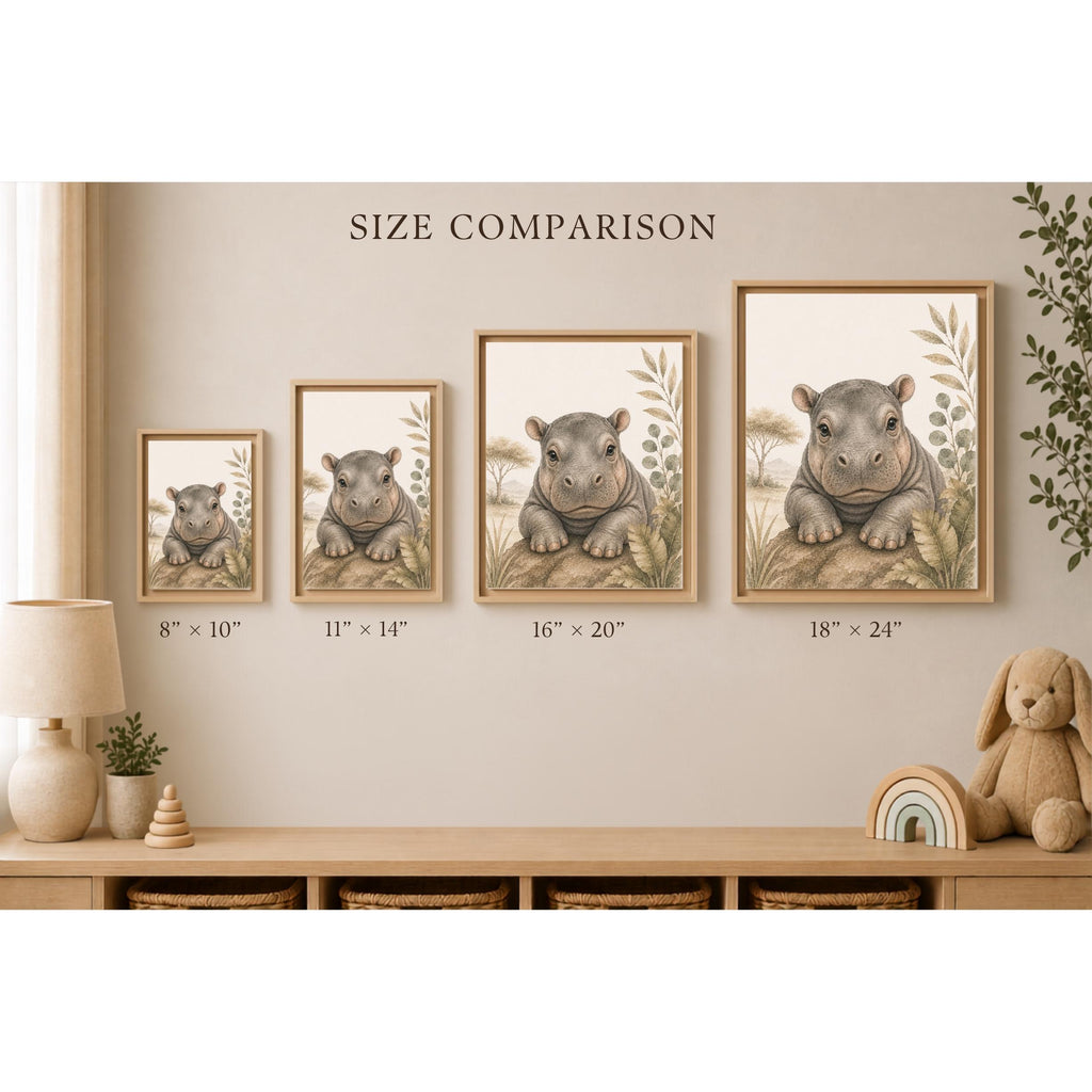 Baby Hippo Safari Framed Canvas