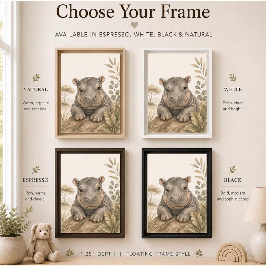 Baby Hippo Safari Framed Canvas