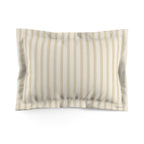A rectangular pillowcase with vertical stripes in beige and off-white, shown against a plain white background.