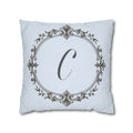 Letter C pillow cover in blue