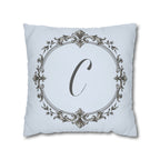 Letter C pillow cover in blue
