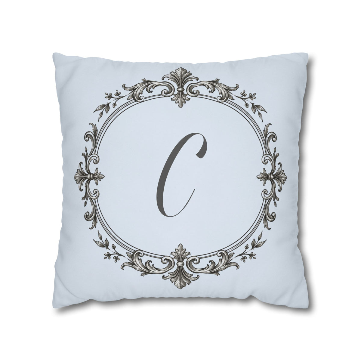 Letter C pillow cover in blue