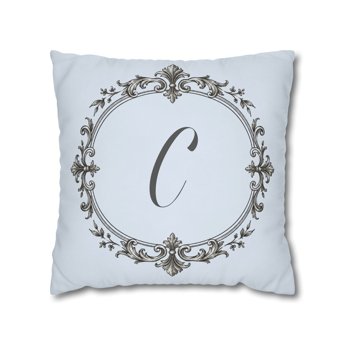 Letter C pillow cover in blue