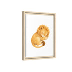 Curled Sleeping Lion Cub Watercolor Canvas