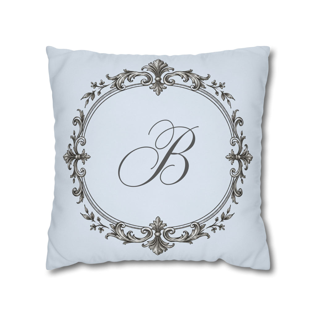 Letter B pillow cover in blue