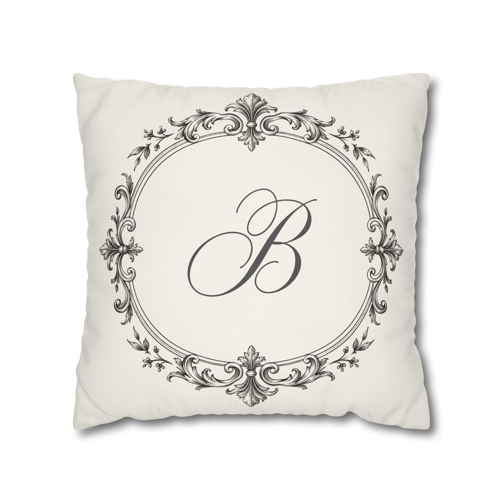 Letter B pillow cover in cream