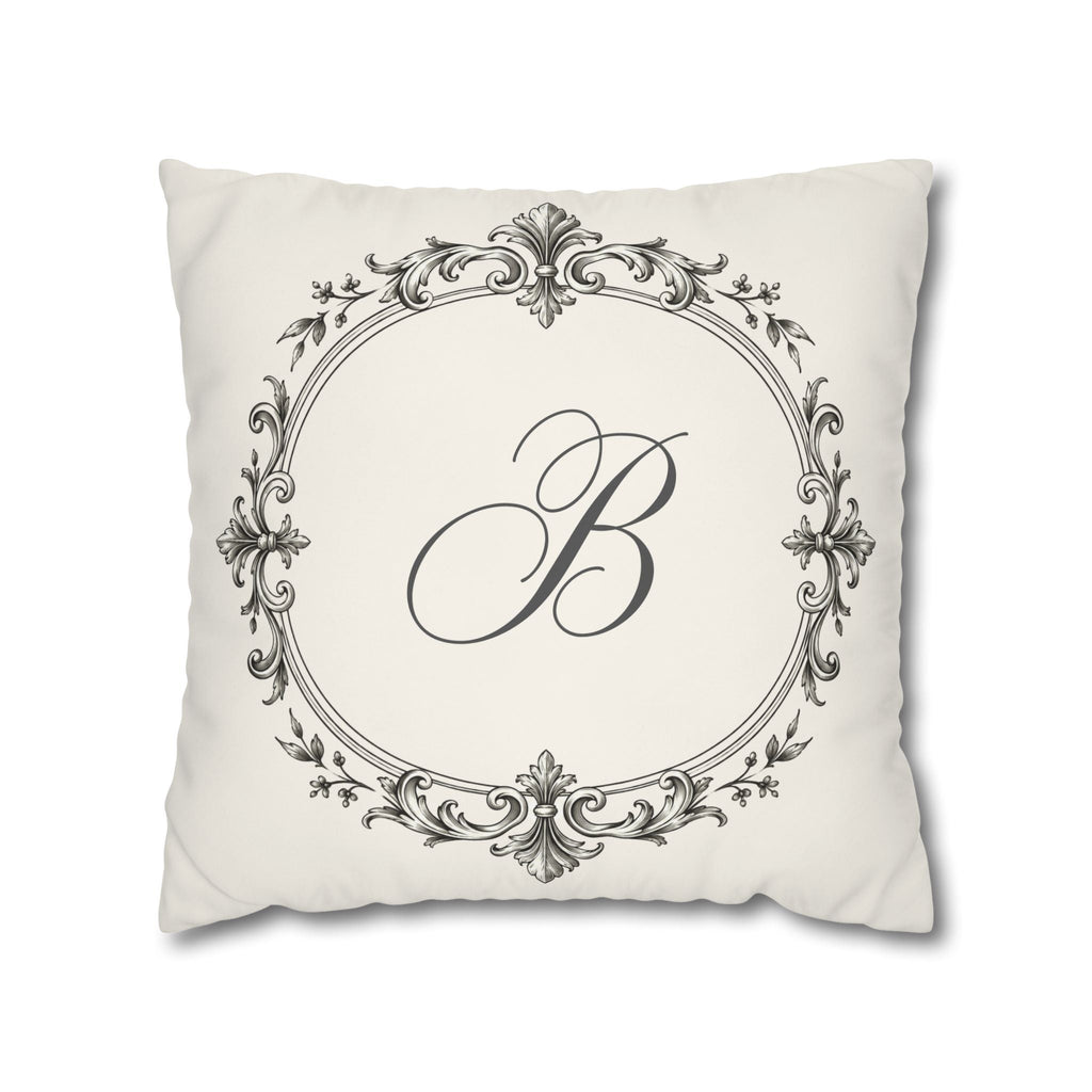 Letter B pillow cover in cream
