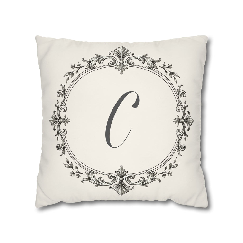 Letter C pillow cover in cream
