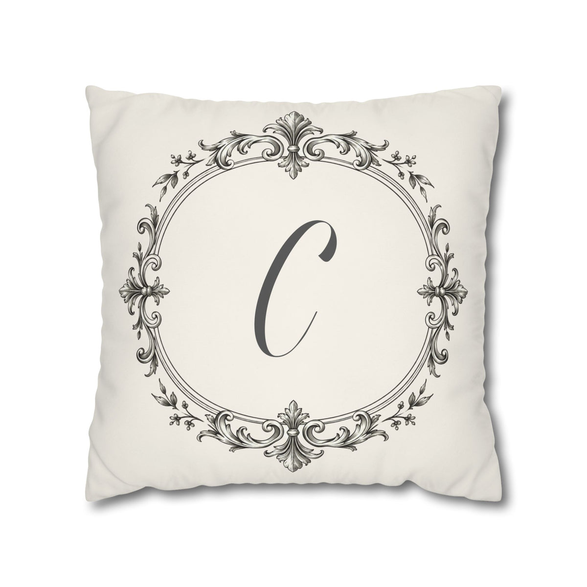 Letter C pillow cover in cream