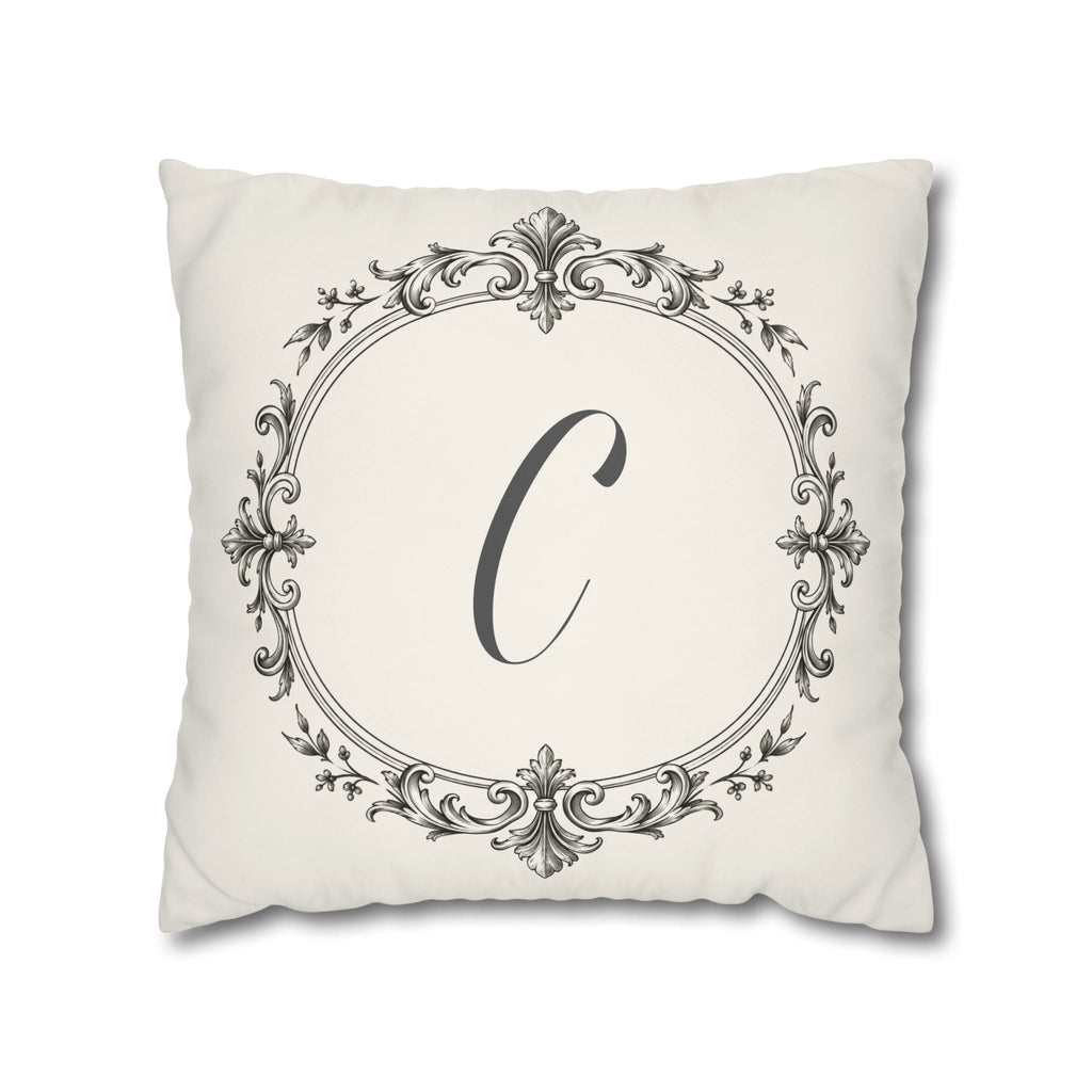 Letter C pillow cover in cream