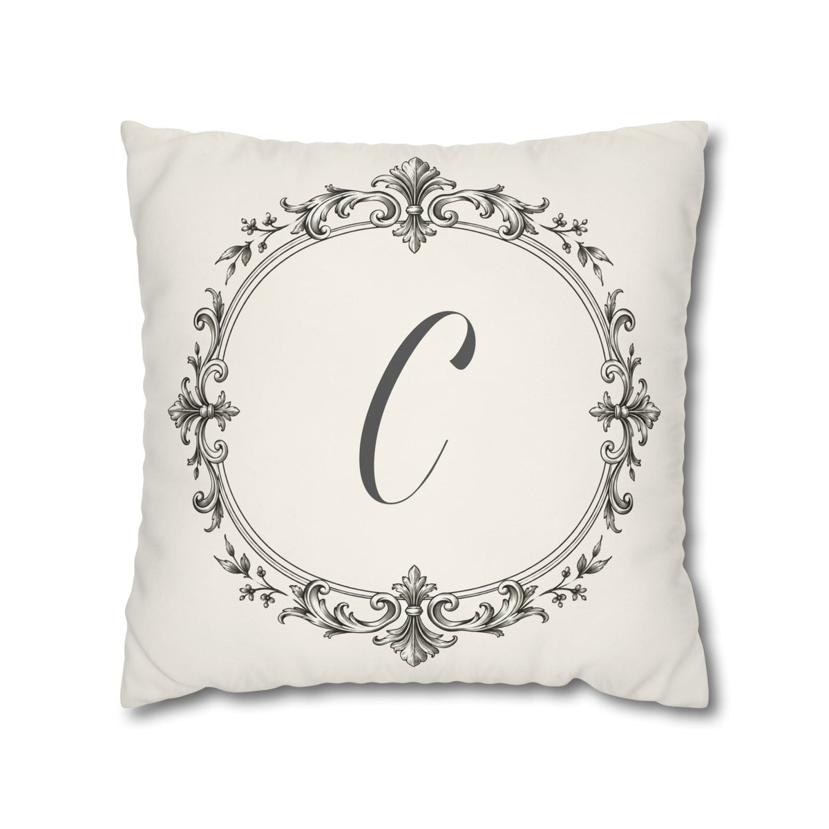 Letter C pillow cover in cream