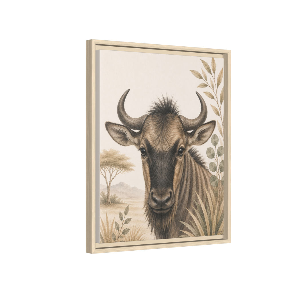 Wildebeest Safari Framed Canvas