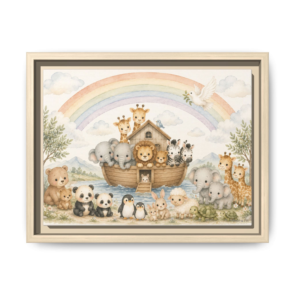 Noah's Ark Rainbow Panoramic Framed Canvas